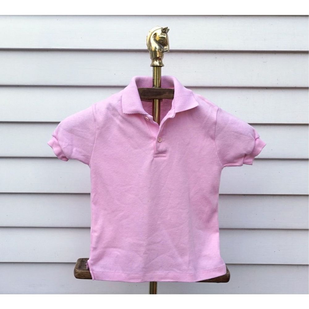 Vintage 90s Saddlebred Boys Pink Cotton Blend Polo Shirt